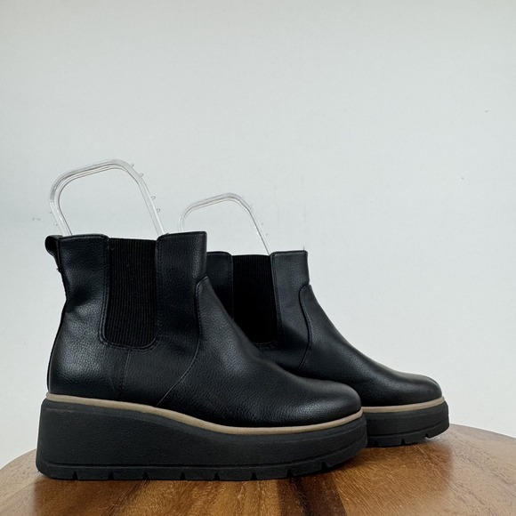 Dr. Scholl's Shoes - Womens Dr Scholls Nice Max Up Black Faux Pull On Wedge Chelsea Boots Size 6.5 M